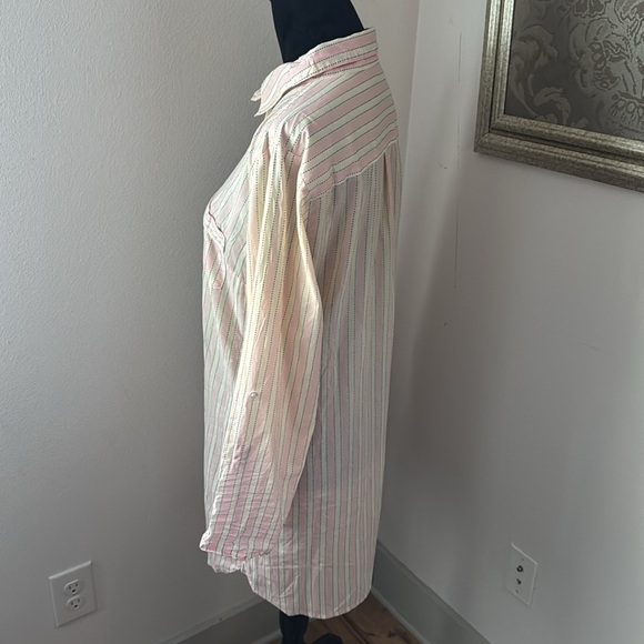 Victoria’s Secret light pink ivory stripes night buttoned down‎ shirt gown Sz M - Picture 2 of 10